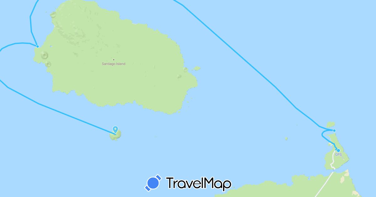 TravelMap itinerary: driving, boat in Ecuador (South America)
